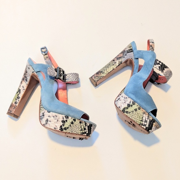 VIA SPIGA Suede and Snakeskin Platform Heels - Picture 3 of 6